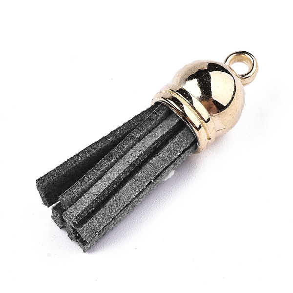 

PandaHall Faux Suede Tassel Pendant Decorations, with CCB Plastic Cord Ends, Slate Gray, 35~37x10mm, Hole: 2.5~3mm Faux Suede