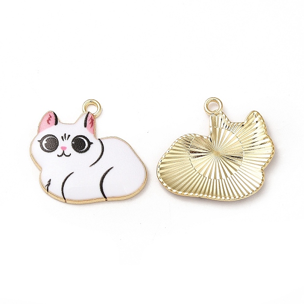

PandaHall Alloy Enamel Pendants, Cadmium Free & Nickel Free & Lead Free, Golden, Cat Charms, White, 22x24x2mm, Hole: 1.8mm Alloy+Enamel Cat...