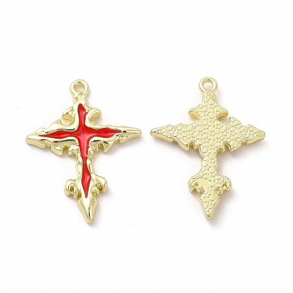 

PandaHall Rack Plating Alloy Enamel Pendants, Cadmium Free & Nickel Free & Lead Free, Cross Charm, Light Gold, Red, 30x23x3mm, Hole: 1.6mm...