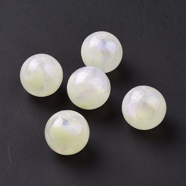 

PandaHall Opaque Acrylic Beads, Glitter Beads, Round, Beige, 15mm, Hole: 2mm, about 210pcs/500g Acrylic Round Yellow