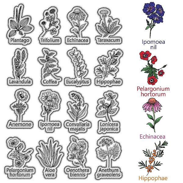 

PandaHall CRASPIRE Flowers Eucalyptus Leaves Clear Rubber Stamps Floral Plants Vintage Reusable Transparent Silicone Stamp Seals for...