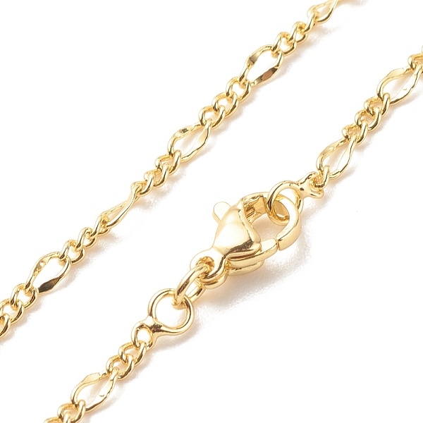 

PandaHall Brass Figaro Chains Necklace for Women, Cadmium Free & Lead Free, Real 18K Gold Plated, 17.13 inch(43.5cm) Brass