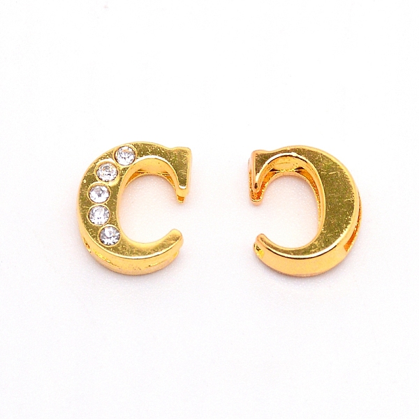 

PandaHall Alloy Slide Charms, with Crystal Rhinestone and Initial Letter A~Z, Letter.C, C: 11.5x9x4mm, Hole: 1.5x8mm Alloy+Rhinestone Letter...