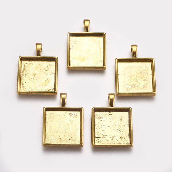 

PandaHall Tibetan Style Pendant Cabochon Settings, Plain Edge Bezel Cups, Lead Free, Square, Antique Golden, 32x24x4.5mm, Hole: 7mm, Tray...