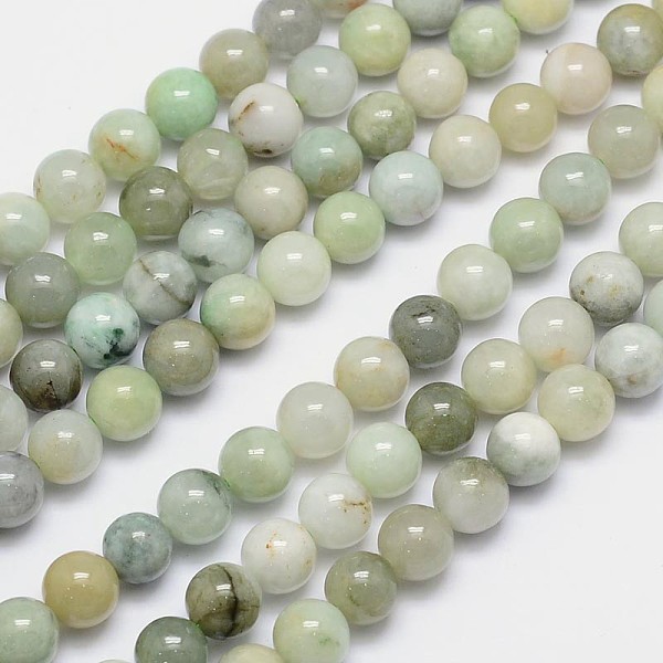 

PandaHall Natural Jadeite Round Bead Strands, 8mm, Hole: 1mm, about 51pcs/strand, 15.5 inch Myanmar Jade Round