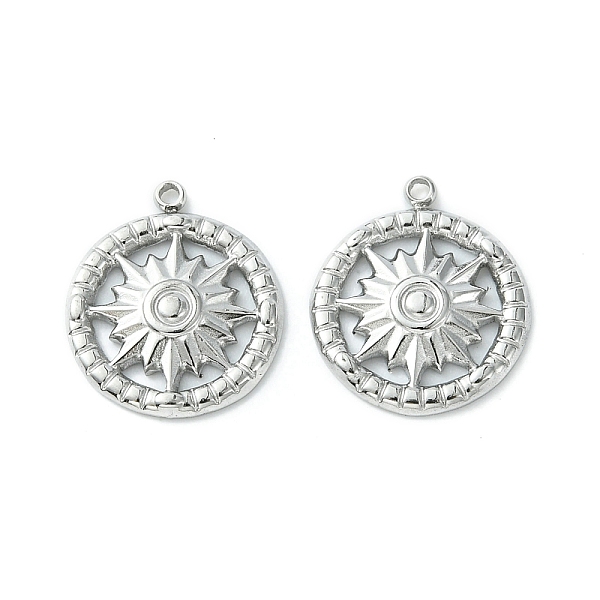 

PandaHall 304 Stainless Steel Charms, Flat Round with Sun Charms, Stainless Steel Color, 14x12.5x2mm, Hole: 1mm 304 Stainless Steel Flat...