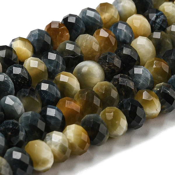 

PandaHall Natural Tiger Eye Beads Strands, Faceted, Dyed, Rondelle, Black, 6x4~4.5mm, Hole: 1mm, about 91pcs/strand, 15.31''~15.35''...