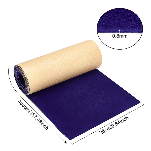 

PandaHall BENECREAT Self Adhesive Velvet Flocking Fabric, for Jewelry Drawer Craft Fabric Peel Stick, Dark Blue, 25x0.08cm Velvet