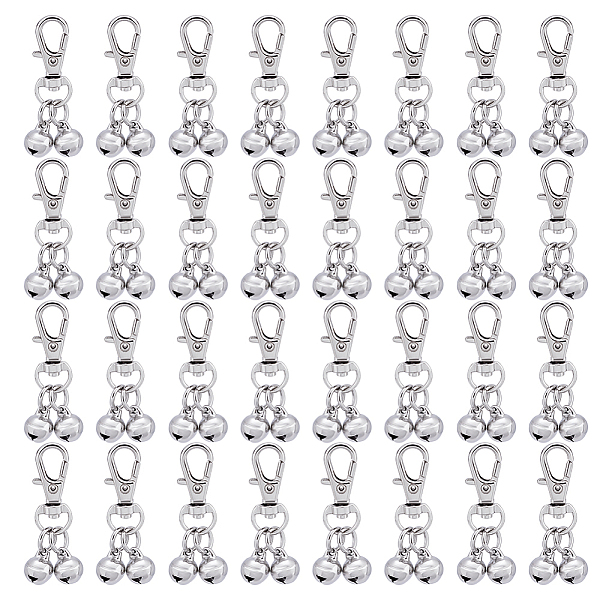 

PandaHall UNICRAFTALE 32Pcs 304 Stainless Steel Bell Charm Decorations with Alloy Swivel Lobster Claw Clasps Swivel Snap Hook Copper Safety...