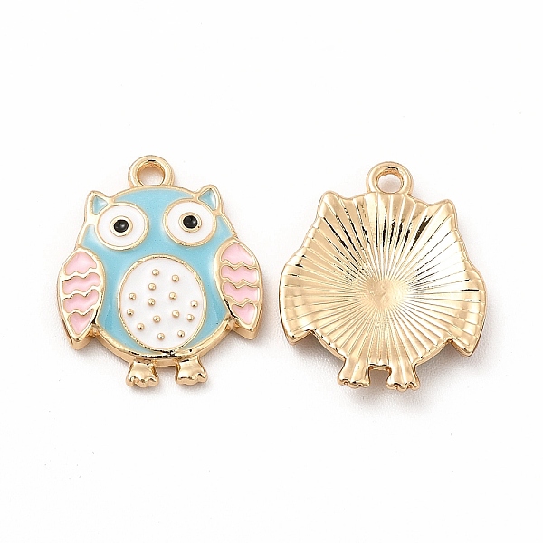 

PandaHall Alloy Enamel Pendants, Golden, Owl Charm, Turquoise, 18x14.5x2mm, Hole: 1.4mm Alloy+Enamel Owl Green
