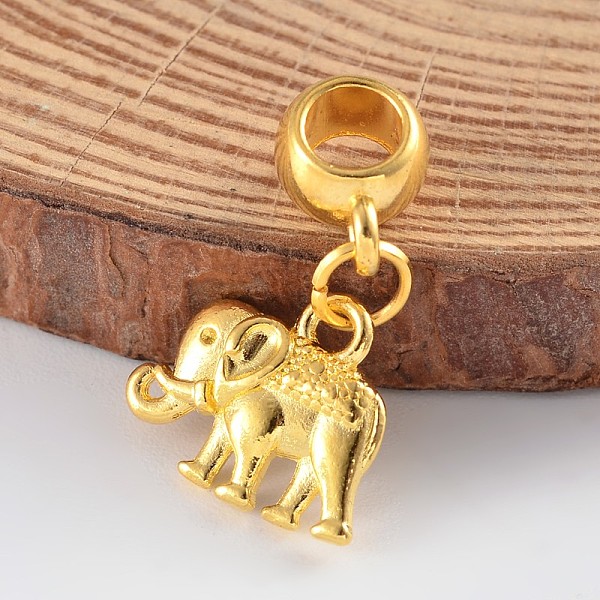 

PandaHall Elephant Alloy European Dangle Charms, Large Hole Pendants, Golden, 24x14x3mm, Hole: 4.5mm Alloy Elephant