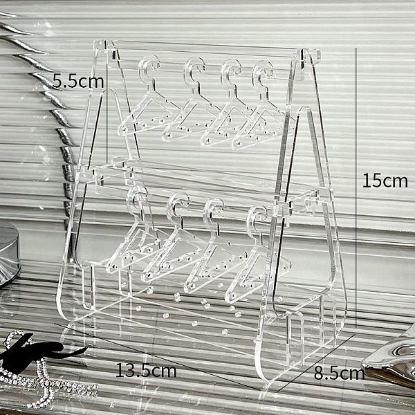 

PandaHall 2-Tier Acrylic Earrings Display Stands, Clothes Hangers Shaped Dangle Earring Organizer Holder, with 8Pcs Mini Hangers, Clear...