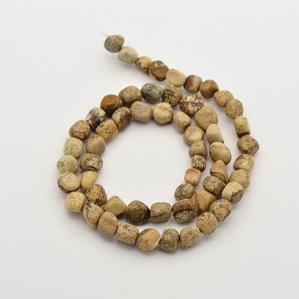 

PandaHall Natural Picture Jasper Bead Strands, Tumbled Stone, 5~7X5~7mm, Hole: 1mm, about 15.7 inch Picture Jasper Nuggets