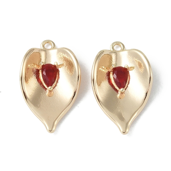 

PandaHall Brass Cubic Zirconia Pendants, Leaf, Real 18K Gold Plated, FireBrick, 20x12x4mm, Hole: 1.4mm Brass+Cubic Zirconia Leaf Red