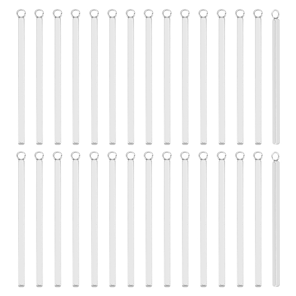 

PandaHall nicraftale 30Pcs 304 Stainless Steel Pendants, Bar, Stainless Steel Color, 43x2x2mm, Hole: 1.8mm 304 Stainless Steel Others