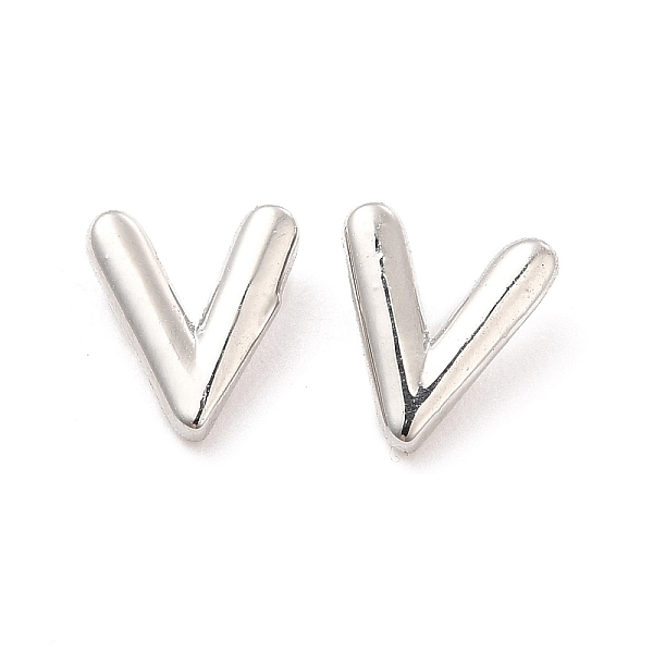 

PandaHall Brass Hollow Out Initial Letter Stud Earrings for Women, Platinum, Lead Free & Cadmium Free, Letter.V, 7x6x1.5mm, Pin: 0.8mm Brass...