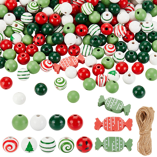 

PandaHall AHADERMAKER DIY Christmas Pendant Decoration Making Kit, Including Jute Cords, Natural Wood Stripe & Tree Pattern Round & Candy..., Multicolor