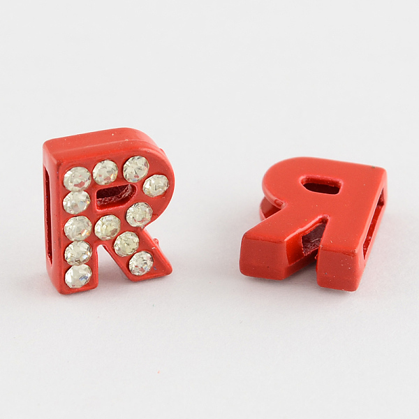 

PandaHall Mixed Color Zinc Alloy Grade A Rhinestone Letter Slide Charms, Letter.R, 12.5x9.5x4.5mm, Hole: 8x1.5mm Alloy+Rhinestone Letter R..., Clear