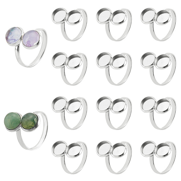 

PandaHall PH 14pcs Finger Ring Blank Base, 16.8mm Adjustable Cuff Ring Settings Cabochon Base 304 Stainless Steel Flat Round Pad Ring Base...