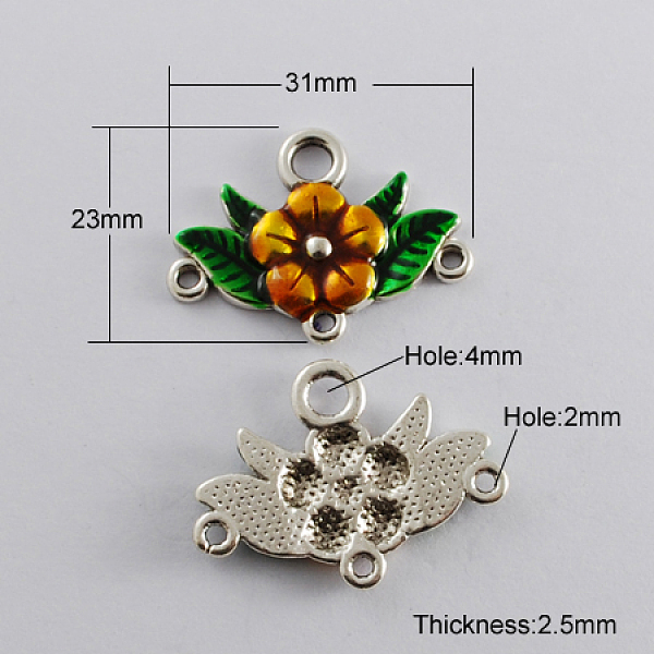 

PandaHall Alloy Enamel Chandelier Component Links, Cadmium Free & Lead Free, Antique Silver Metal Color, Flower, Chocolate, 23x31x2.5mm..., Brown