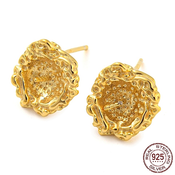 

PandaHall 925 Sterling Silver Stud Earring Findings, Earring Settings for Half Drilled Beads, with S925 Stamp, Real 18K Gold Plated...