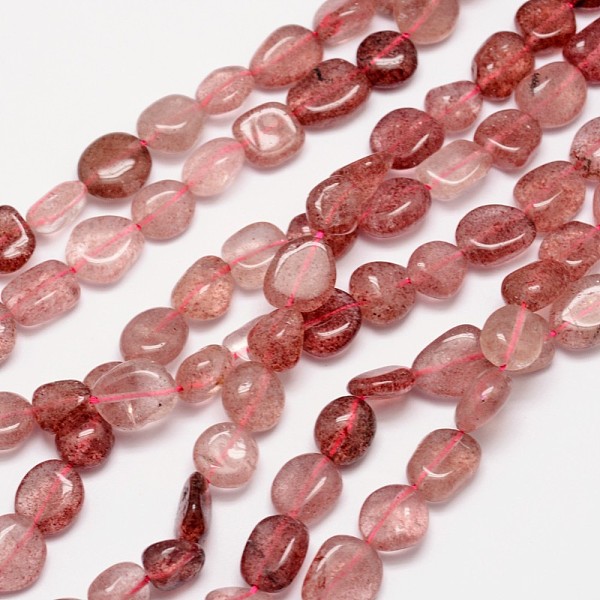 

PandaHall Natural Strawberry Quartz Bead Strands, Tumbled Stone, Nuggets, 3~14x3~14mm, Hole: 1mm, about 15.35 inch Strawberry Quartz Nuggets