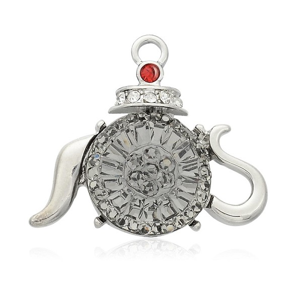 

PandaHall Tableware/Teapot Platinum Plated Alloy Resin Pendants, with Rhinestones, Gray, 26.5x30x5mm, Hole: 2.5mm Alloy+Resin Tableware Gray