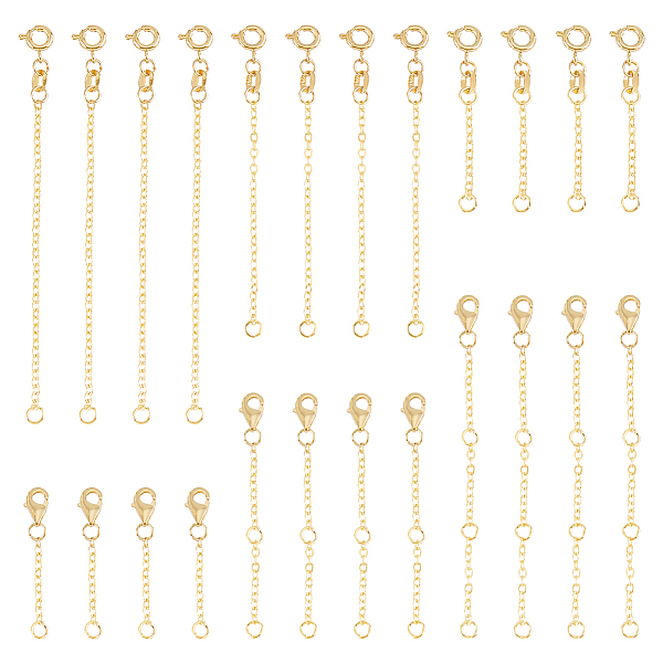 GOMAKERER 24Pcs 6 Style Brass Cable Chain Extender