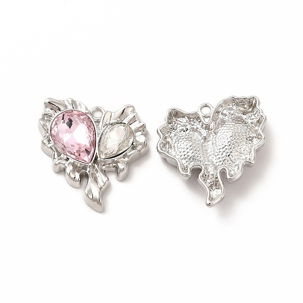 

PandaHall Rack Plating Alloy with Glass Pendants, Platinum, Heart with Teardrop Charms, Cadmium Free & Nickel Free & Lead Free, Pink...