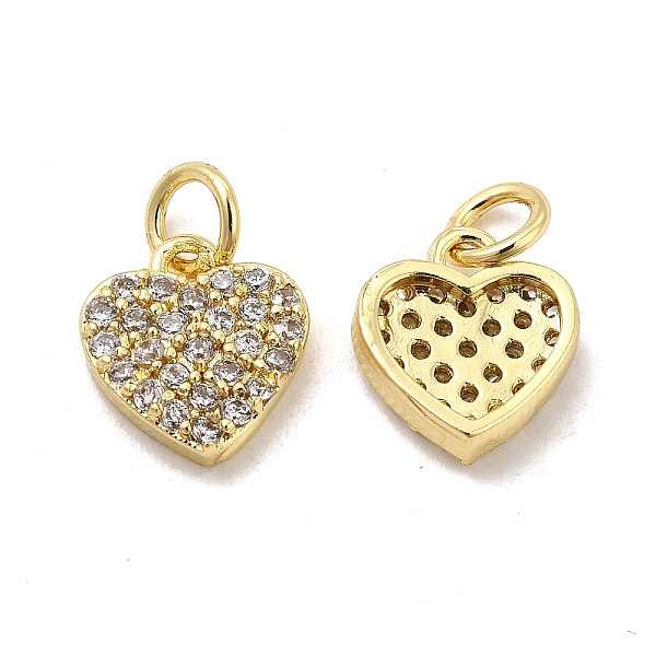 

PandaHall Brass Micro Pave Clear Cubic Zirconia Charms, with Jump Ring, Heart Charm, Real 18K Gold Plated, 10x9.5x2.5mm, Hole: 3.5mm...