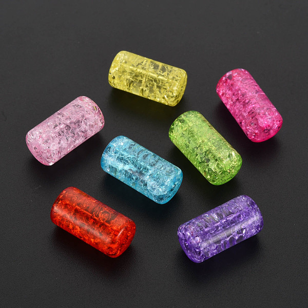 

PandaHall Transparent Crackle Acrylic Beads, Column, Mixed Color, 9.5x18.5mm, Hole: 2mm, about 330pcs/500g Acrylic Column Multicolor