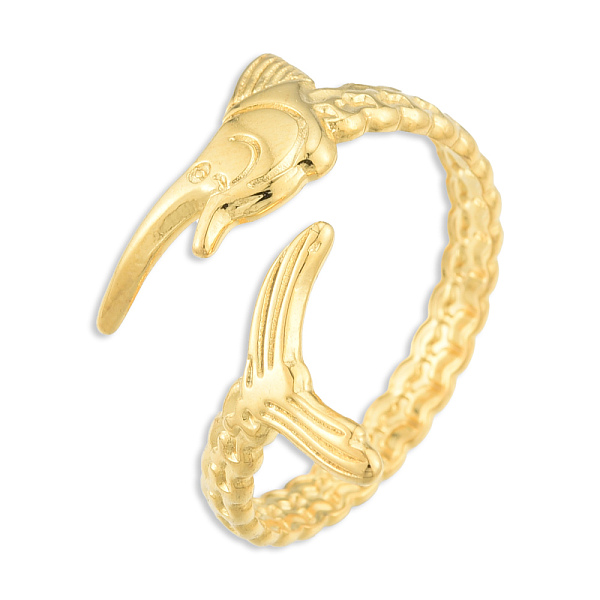 

PandaHall Ion Plating(IP) 201 Stainless Steel Fishbone Wrap Open Cuff Ring for Women, Real 18K Gold Plated, US Size 9 3/4(19.5mm) 201...