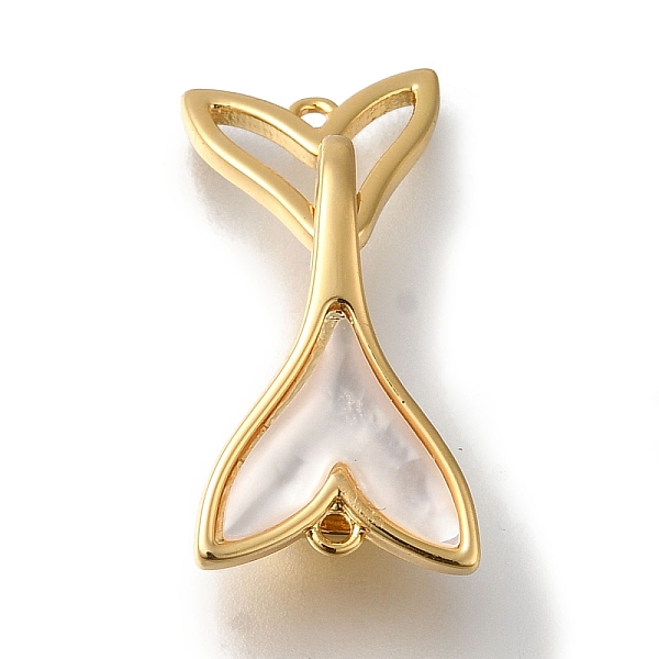 

PandaHall Brass with Shell Fold Over Clasps, Fishtail, Real 18K Gold Plated, 30mm Brass Fish
