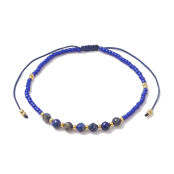 Verstellbare Armbänder Aus Geflochtenen Perlen Aus Natürlichem Lapislazuli Und Saat