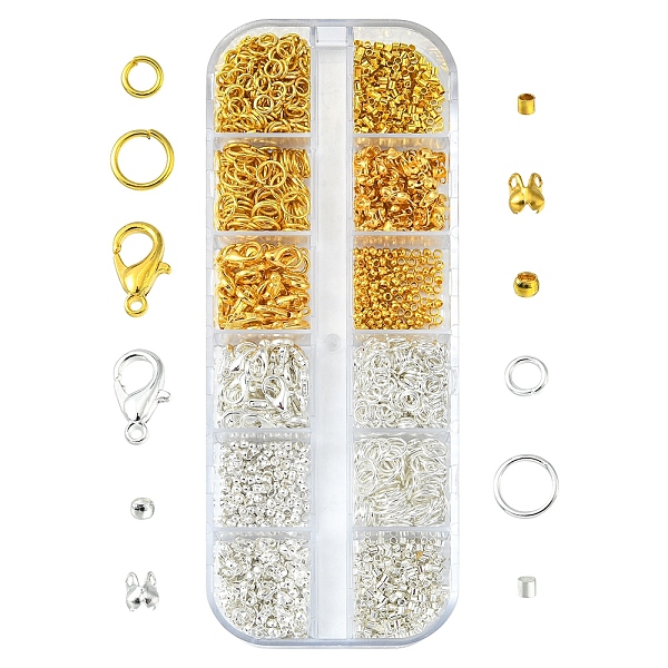 

PandaHall DIY Jewelry Making Finding Kit, Including Iron Open Jump Rings & Bead Tips, Rondelle & Tube Brass Crimp Beads, Zinc Alloy Lobster...