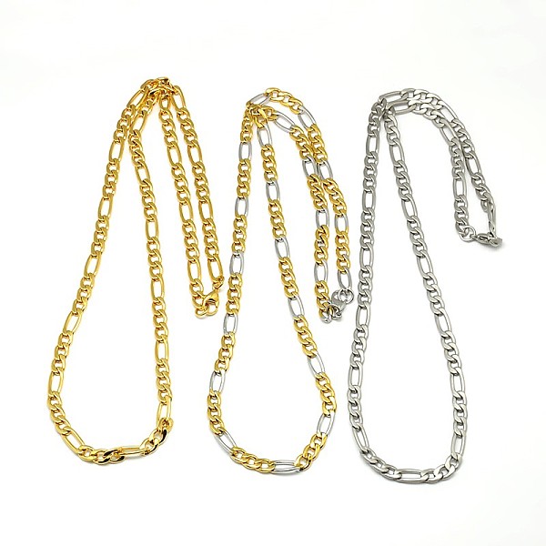 

PandaHall 304 Stainless Steel Figaro Chain Necklace Making, Mixed Color, 19.88 inch~21.65 inch(50.5~55cm), 5mm 304 Stainless Steel