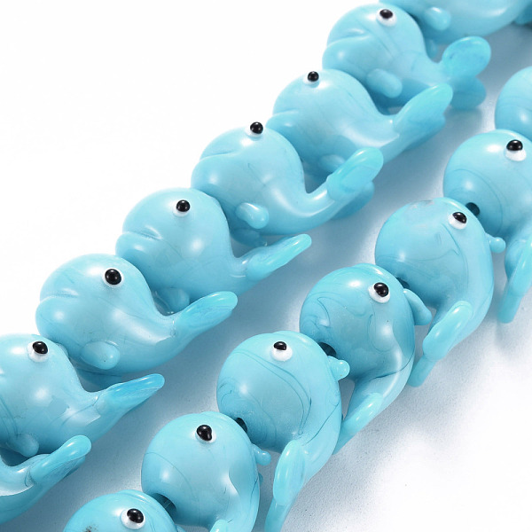 

PandaHall Handmade Bumpy Lampwork Beads Strands, Dolphin, Sky Blue, 18~21x17~21x15~16mm, Hole: 2.5mm, about 30pcs/strand, 15.75 inch(40cm)...