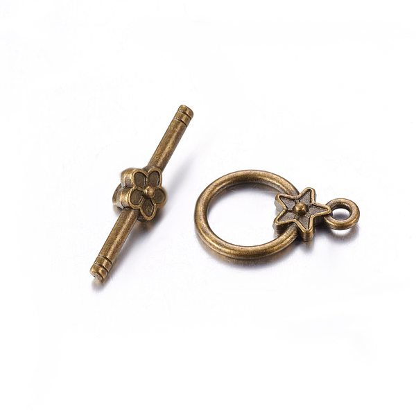 

PandaHall Tibetan Style Alloy Toggle Clasps, Cadmium Free & Nickel Free & Lead Free, Ring, Antique Bronze, Ring: 20.5x14mm, Hole: 2mm, Bar...