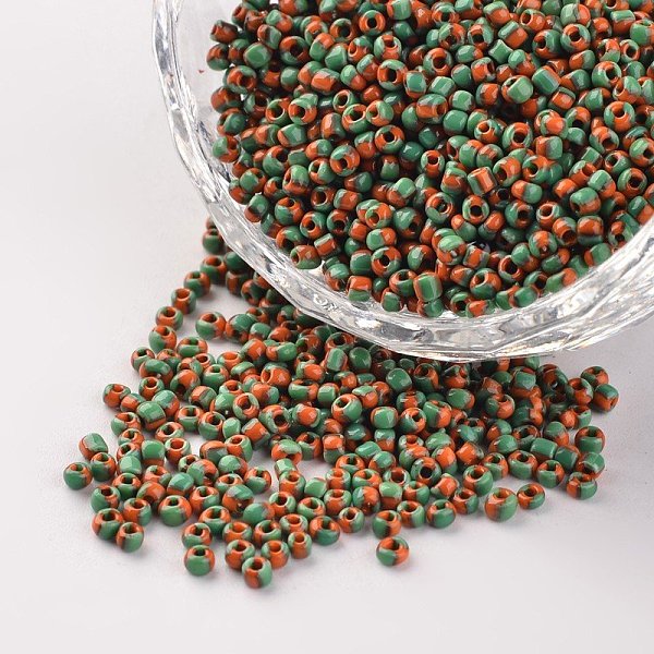 

PandaHall 12/0 Opaque Colours Seep Glass Beads, Round Seed Beads, Coral, 1.5~2x2mm, Hole: 0.5mm, about 22500pcs/450g Glass Red