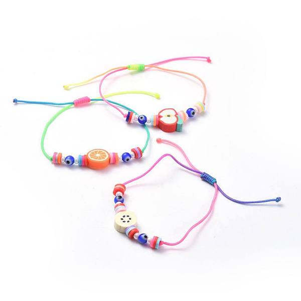 

PandaHall Adjustable Nylon Thread Kid Braided Beads Bracelets, with Polymer Clay Heishi Beads Beads, Round Glass Seed Beads and Handmade..., Multicolor