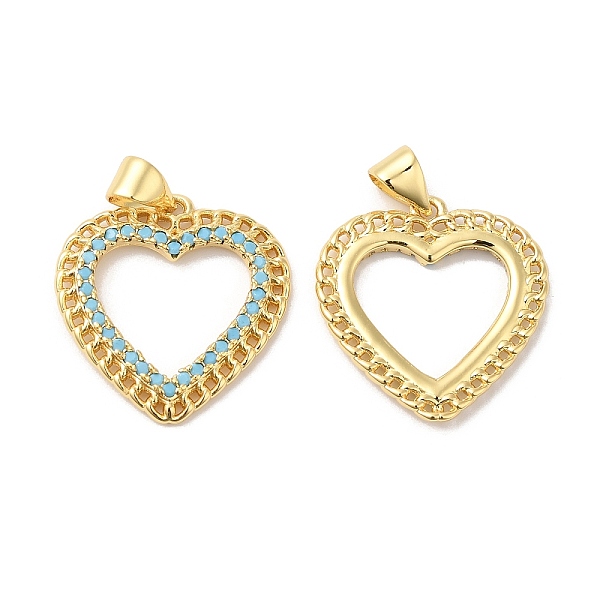 PandaHall Brass Micro Pave Cubic Zirconia Pendants, Heart, Real 16K Gold Plated, 20.5x20x2mm, Hole: 5x3.5mm Brass+Cubic Zirconia Heart