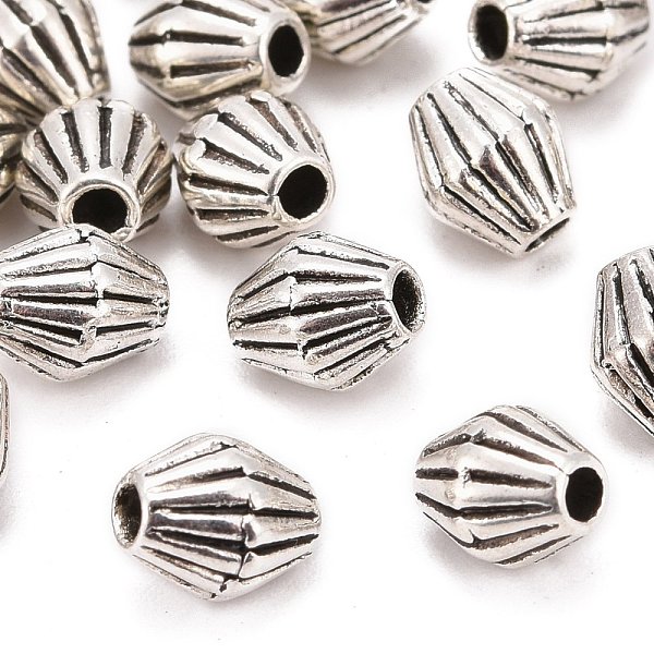 

PandaHall Tibetan Style Alloy Spacer Beads, Lead Free & Cadmium Free, Bicone, Antique Silver, 5x6mm, Hole: 1mm Alloy Bicone