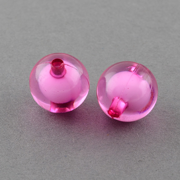 

PandaHall Transparent Acrylic Beads, Bead in Bead, Round, Deep Pink, 8mm, Hole: 2mm, about 2050pcs/500g Acrylic Round Pink