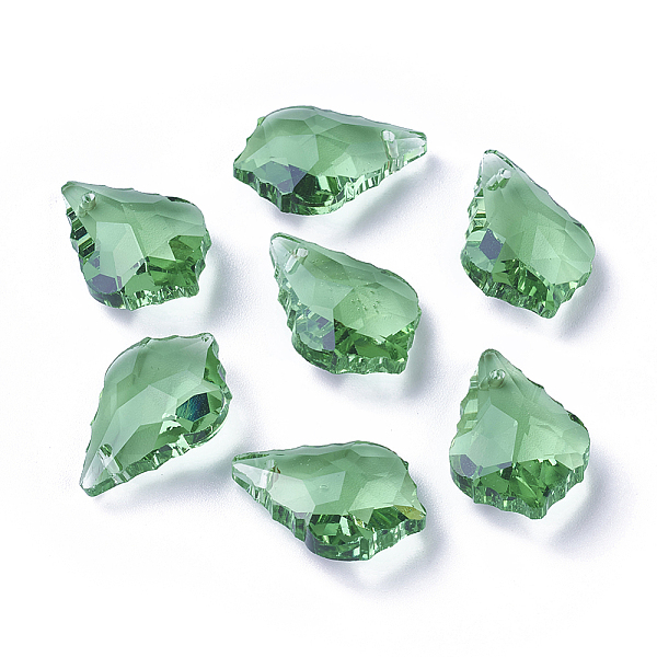 

PandaHall Faceted Glass Pendants, Leaf, Dark Sea Green, 22x15.5x8.5mm, Hole: 1mm Glass Leaf Green