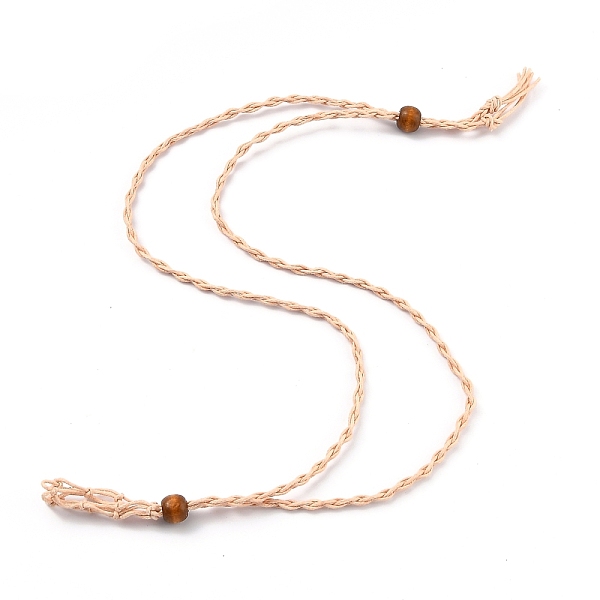 

PandaHall Necklace Makings, with Wax Cord and Wood Beads, Bisque, 28-3/8 inch(72~80cm) Waxed Cord Orange