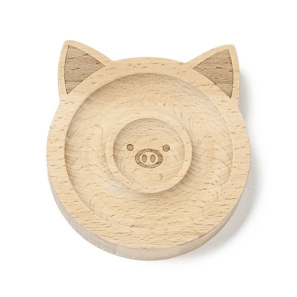 

PandaHall Beech Wooden Bangle Bracelet Finger Ring Diplay Holder Tray, Pig Pattern, 103x94.5x20mm, Bracelet Groove: 40~77mm, Ring Tray: 33mm..., Orange
