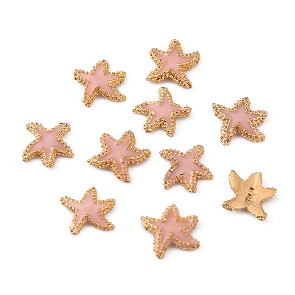 

PandaHall Alloy Enamel Cabochons, Nail Art Decoration Accessories, Golden, Starfish, Pink, 6x6x1mm Alloy+Enamel Starfish Pink