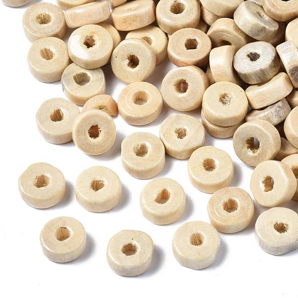 PandaHall Natural Wood Beads, Lead Free, Dyed, Champagne Yellow, Rondelle, 8mm in diameter, 3mm high, hole: 2mm Wood Rondelle Yellow