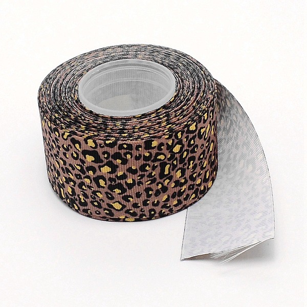 

PandaHall Polyester Ribbon, Leopard Print Theme Pattern, for Gift Wrapping, Floral Bows Crafts Decoration, Camel, 1-1/2 inch(38mm), about..., Brown