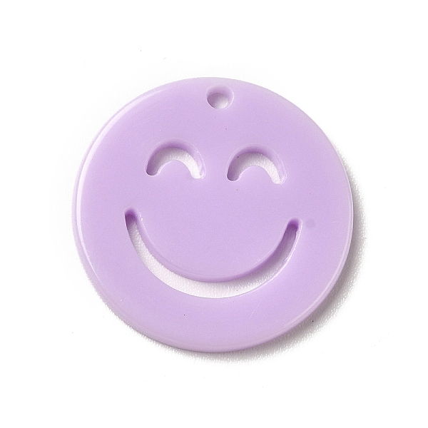 

PandaHall Opaque Acrylic Pendants, Flat Round with Smiling Face, Lilac, 19.5x2mm, Hole: 1.4mm Acrylic Flat Round Purple
